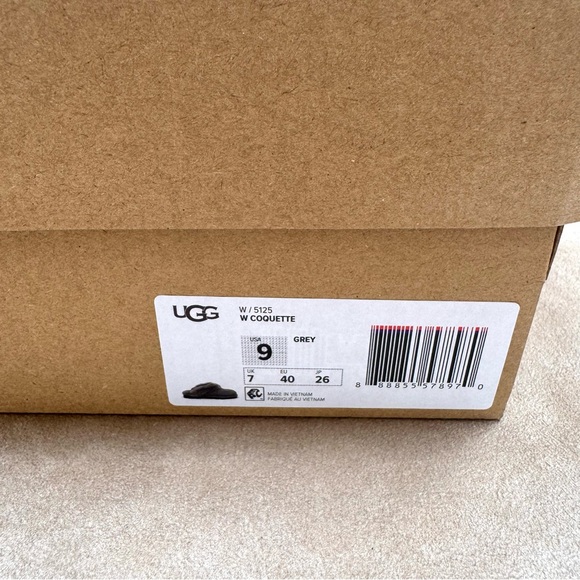 New UGG Coquette Women’s Sheepskin Suede Fur Slippers Shoes Grey 9 NIB Leather - Picture 10 of 11